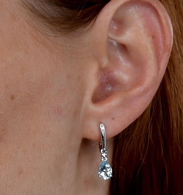 Stellato Blue Topaz and Diamond Earrings 0.03ct in 9K White Gold